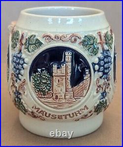 Vintage Stoneware GERZ German Ceramic Tureen Punch Bowl 8 Piece Set with Castles Vintage Stoneware GERZ German Ceramic Tureen Punch Bowl 8 Piece Set with Castles