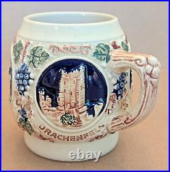 Vintage Stoneware GERZ German Ceramic Tureen Punch Bowl 8 Piece Set with Castles Vintage Stoneware GERZ German Ceramic Tureen Punch Bowl 8 Piece Set with Castles