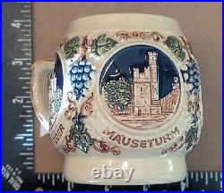 Vintage Stoneware GERZ German Ceramic Tureen Punch Bowl 8 Piece Set with Castles Vintage Stoneware GERZ German Ceramic Tureen Punch Bowl 8 Piece Set with Castles