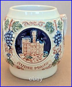 Vintage Stoneware GERZ German Ceramic Tureen Punch Bowl 8 Piece Set with Castles Vintage Stoneware GERZ German Ceramic Tureen Punch Bowl 8 Piece Set with Castles