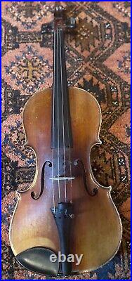 Vintage Unmarked German 4/4 Violin With Beautiful Antiquing