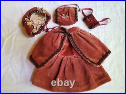 Vintage Velveteen Outfit German French Antique Dolls Dress Cape Bonnet Muffs