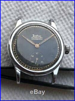 Vintage WW2 Zodiac German DU Watch Incasecurit Wasserdicht Le Loche 1940s