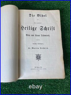 Vintage antique 1902 German Bible Die Bibel movie Halloween prop arcane book