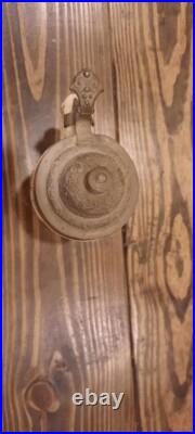 Vintage/antique 8inch German Beer Stein With Pewter Lid Green Cream Child Dog