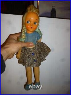 Vintage/antique German jointed Cloth Doll with painted vinyl Face. 15