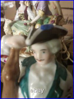 Vintage antique Porcelain figurine German miniature Meissen man dollhouse quill