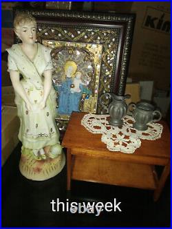 Vintage antique Porcelain figurine German miniature Meissen man dollhouse quill