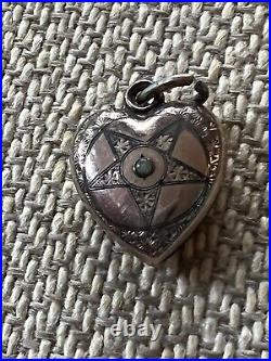 Vintage antique Rare 800 Silver German puffy Heart with Pearl