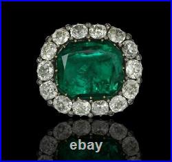 Vintage old cut diamond silver octagon Emerald German royal brooch for her