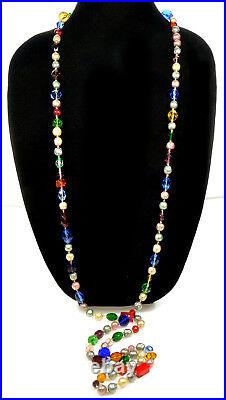 Vtg 20's Art Deco Great Gatsby German Glass Bead Necklace Flapper Signed Germany