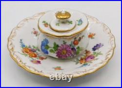 Vtg Antique German Dresden Richard Klemm Hand Painted Floral Porcelain Inkwell Vtg Antique German Dresden Richard Klemm Hand Painted Floral Porcelain Inkwell