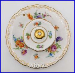 Vtg Antique German Dresden Richard Klemm Hand Painted Floral Porcelain Inkwell Vtg Antique German Dresden Richard Klemm Hand Painted Floral Porcelain Inkwell