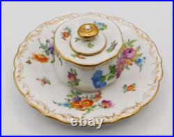 Vtg Antique German Dresden Richard Klemm Hand Painted Floral Porcelain Inkwell Vtg Antique German Dresden Richard Klemm Hand Painted Floral Porcelain Inkwell