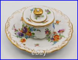 Vtg Antique German Dresden Richard Klemm Hand Painted Floral Porcelain Inkwell Vtg Antique German Dresden Richard Klemm Hand Painted Floral Porcelain Inkwell