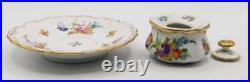 Vtg Antique German Dresden Richard Klemm Hand Painted Floral Porcelain Inkwell Vtg Antique German Dresden Richard Klemm Hand Painted Floral Porcelain Inkwell