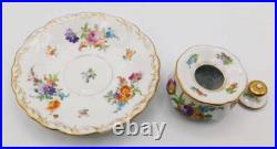 Vtg Antique German Dresden Richard Klemm Hand Painted Floral Porcelain Inkwell Vtg Antique German Dresden Richard Klemm Hand Painted Floral Porcelain Inkwell