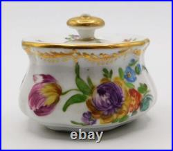 Vtg Antique German Dresden Richard Klemm Hand Painted Floral Porcelain Inkwell Vtg Antique German Dresden Richard Klemm Hand Painted Floral Porcelain Inkwell