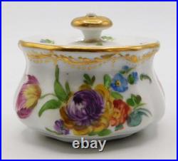 Vtg Antique German Dresden Richard Klemm Hand Painted Floral Porcelain Inkwell Vtg Antique German Dresden Richard Klemm Hand Painted Floral Porcelain Inkwell