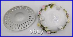 Vtg Antique German Schierholz Floral Porcelain Reticulated Dish W Cherub Marked