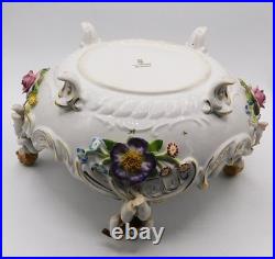 Vtg Antique German Von Schierholz Hand Painted Porcelain Centerpiece Cherub Bowl