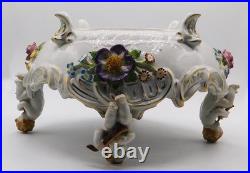 Vtg Antique German Von Schierholz Hand Painted Porcelain Centerpiece Cherub Bowl