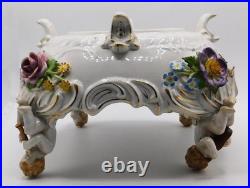 Vtg Antique German Von Schierholz Hand Painted Porcelain Centerpiece Cherub Bowl