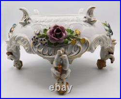 Vtg Antique German Von Schierholz Hand Painted Porcelain Centerpiece Cherub Bowl