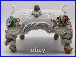 Vtg Antique German Von Schierholz Hand Painted Porcelain Centerpiece Cherub Bowl
