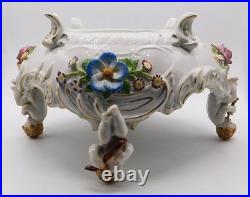Vtg Antique German Von Schierholz Hand Painted Porcelain Centerpiece Cherub Bowl