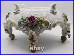 Vtg Antique German Von Schierholz Hand Painted Porcelain Centerpiece Cherub Bowl