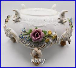 Vtg Antique German Von Schierholz Hand Painted Porcelain Centerpiece Cherub Bowl