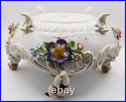 Vtg Antique German Von Schierholz Hand Painted Porcelain Centerpiece Cherub Bowl