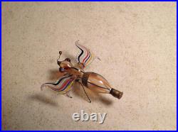 Vtg German Bimini Striped Blown Glass Insect Bug Xmas Ornament Figurine