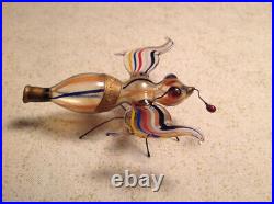 Vtg German Bimini Striped Blown Glass Insect Bug Xmas Ornament Figurine