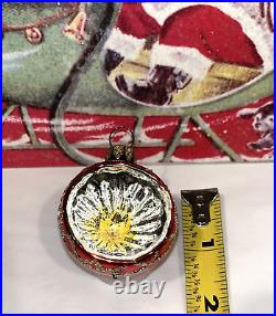 Vtg. German Indent Reflectors Feather Tree Christmas Ornaments 1.5 inches IOBox