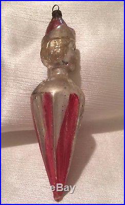 Vtg antique German Prince head xmas ornament Germany glass cone figural bulb