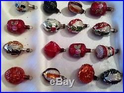Vtg antique German feather tree xmas ornaments embossed small glass bumpy lot