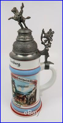 WW2 vintage antique beer mug ceramic stein WWI Imperial German 1937 unit marked