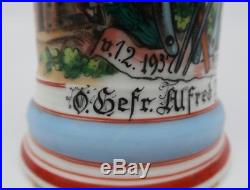WW2 vintage antique beer mug ceramic stein WWI Imperial German 1937 unit marked