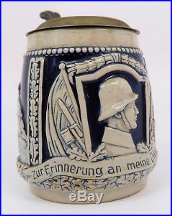 WWII vintage antique beer mug ceramic stein WW1 Imperial German 0.5L Wehrmacht