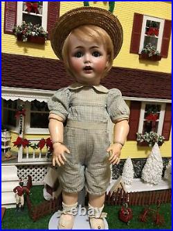 Wonderful Antique 17 JDK Kestner 257 German Bisque Blue Eyed Toddler Boy Doll