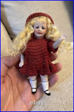 Wonderful Antique All Bisque 4.75 German Character Doll With Original Outfit Wonderful Antique All Bisque 4.75 German Character Doll With Original Outfit