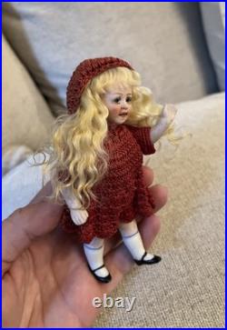 Wonderful Antique All Bisque 4.75 German Character Doll With Original Outfit Wonderful Antique All Bisque 4.75 German Character Doll With Original Outfit