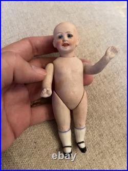 Wonderful Antique All Bisque 4.75 German Character Doll With Original Outfit Wonderful Antique All Bisque 4.75 German Character Doll With Original Outfit