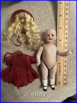 Wonderful Antique All Bisque 4.75 German Character Doll With Original Outfit Wonderful Antique All Bisque 4.75 German Character Doll With Original Outfit